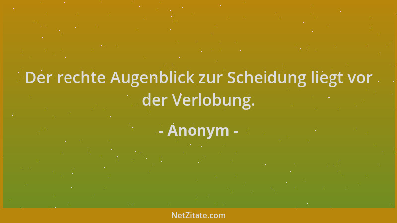 Anonym - Der rechte Augenblick zur Scheidung liegt vor der Verlobung....