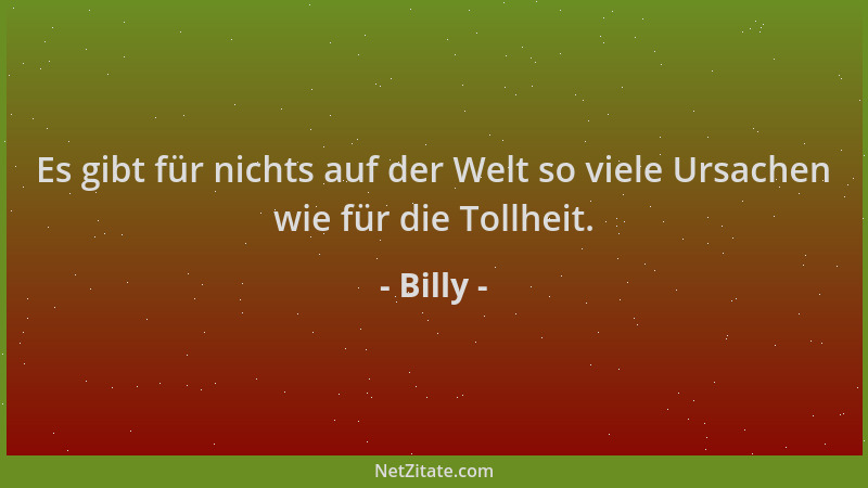 Billy - Es gibt für nichts auf der Welt so viele Ursachen wie für die Tollheit....