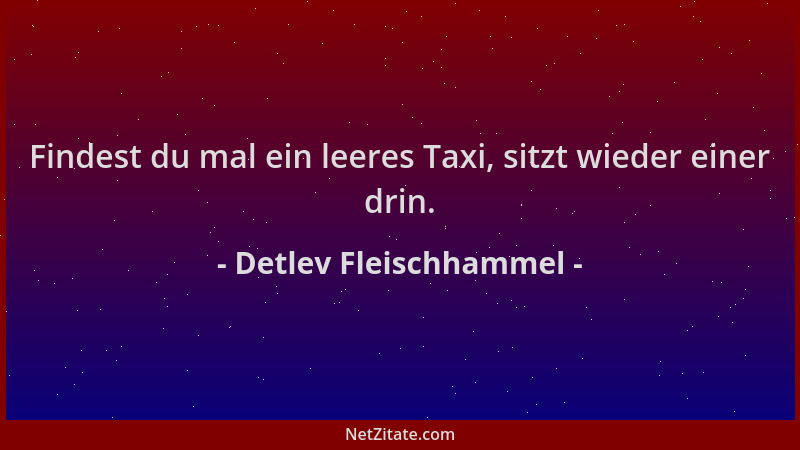 Detlev Fleischhammel - Findest du mal ein leeres Taxi, sitzt wieder einer drin....