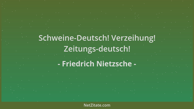 Friedrich Nietzsche - Schweine-Deutsch! Verzeihung! Zeitungs-deutsch!...