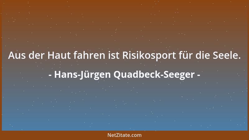 Hans-Jürgen Quadbeck-Seeger - Aus der Haut fahren ist Risikosport für die Seele....