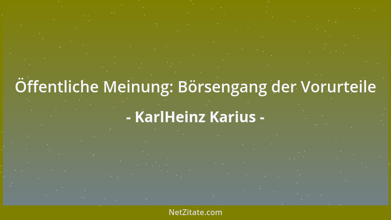 KarlHeinz Karius - Öffentliche Meinung: Börsengang der Vorurteile...