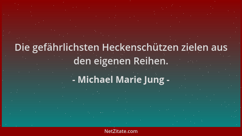 Michael Marie Jung - Die gefährlichsten Heckenschützen zielen aus den eigenen Reihen....