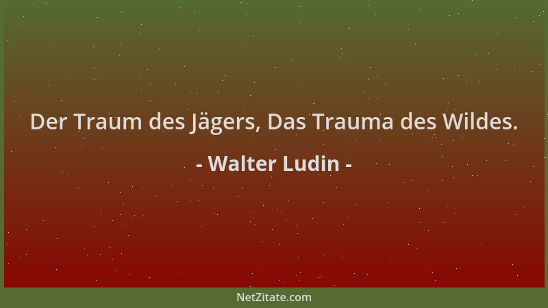 Walter Ludin - Der Traum des Jägers, Das Trauma des Wildes....