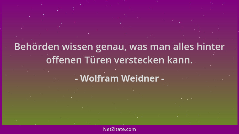 Wolfram Weidner - Behörden wissen genau, was man alles hinter offenen Türen verstecken kann....