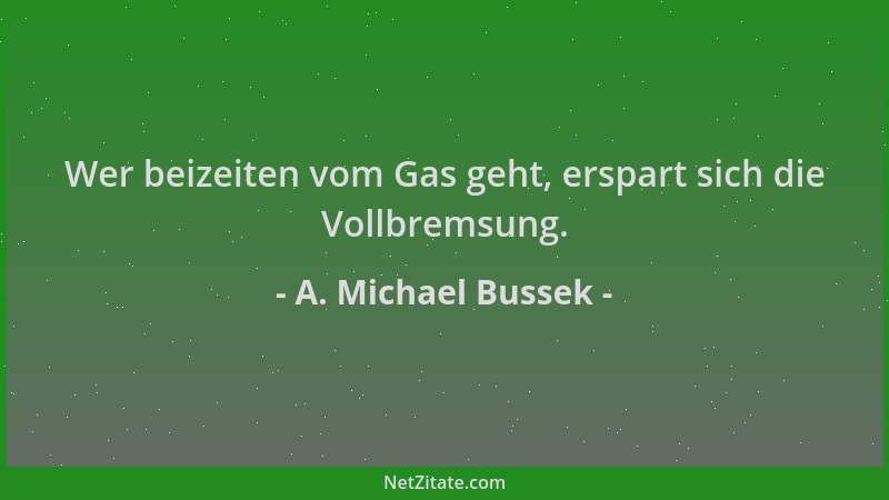 A. Michael Bussek - Wer beizeiten vom Gas geht, erspart sich die Vollbremsung....