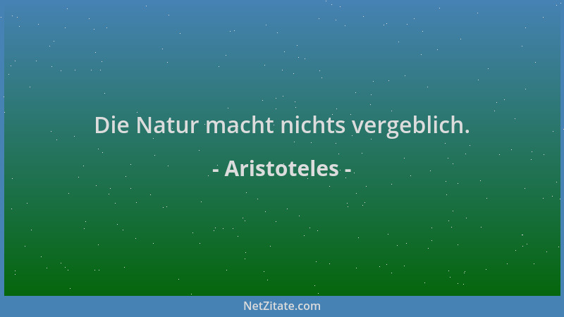 Aristoteles - Die Natur macht nichts vergeblich....