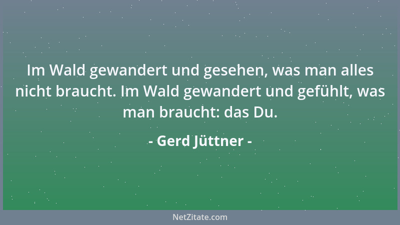 Gerd Jüttner - Im Wald gewandert und gesehen, was man alles nicht braucht. Im Wald gewandert und gefühlt, was man braucht:...