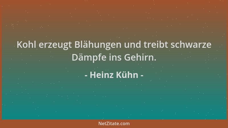Heinz Kühn - Kohl erzeugt Blähungen und treibt schwarze Dämpfe ins Gehirn....