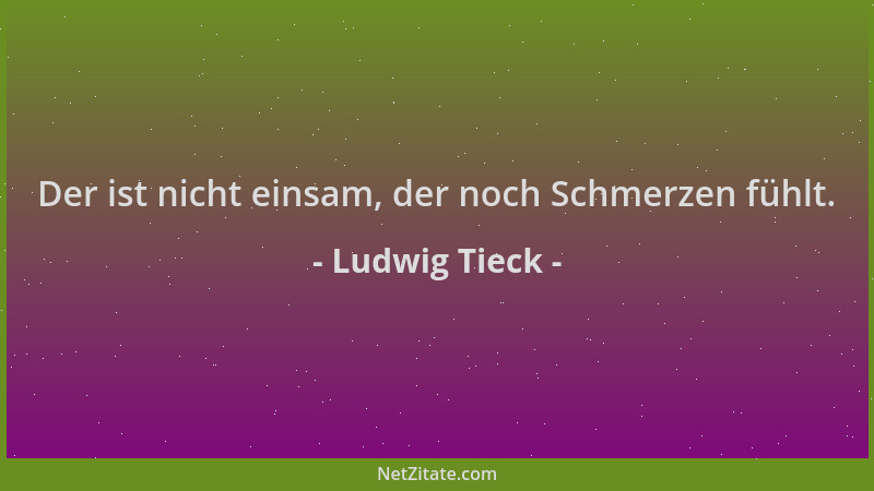 Ludwig Tieck - Der ist nicht einsam, der noch Schmerzen fühlt....