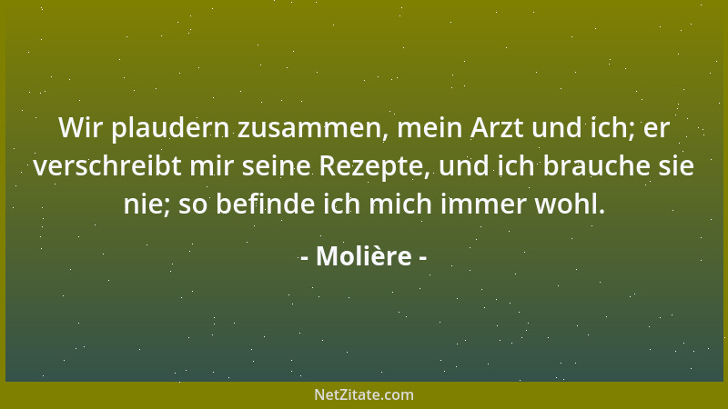 Molière - Wir plaudern zusammen, mein Arzt und ich; er verschreibt mir seine Rezepte, und ich brauche sie nie; so befinde i...