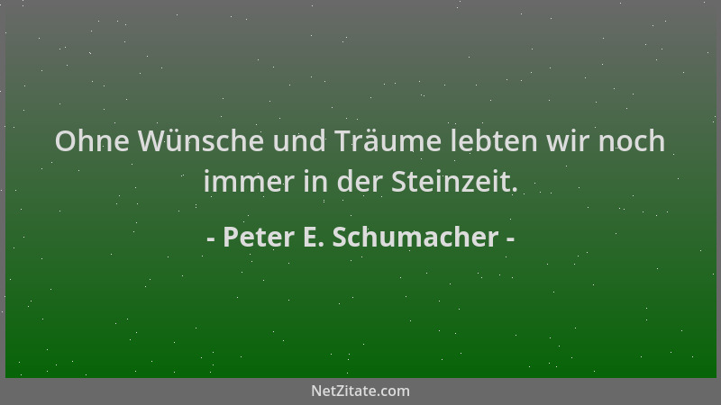 Peter E. Schumacher - Ohne Wünsche und Träume lebten wir noch immer in der Steinzeit....