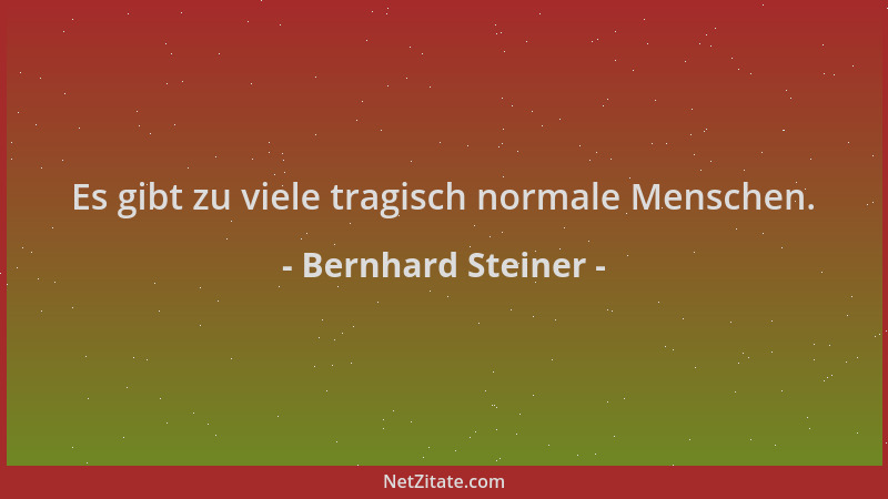 Bernhard Steiner - Es gibt zu viele tragisch normale Menschen....