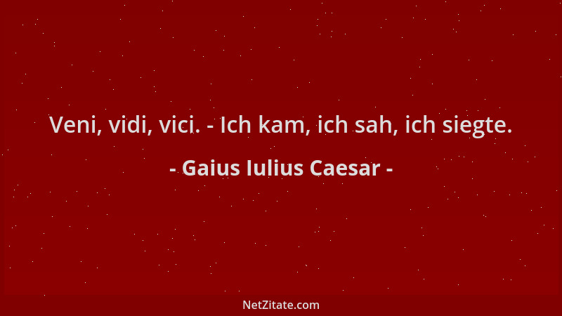 Gaius Iulius Caesar - Veni, vidi, vici. - Ich kam, ich sah, ich siegte....