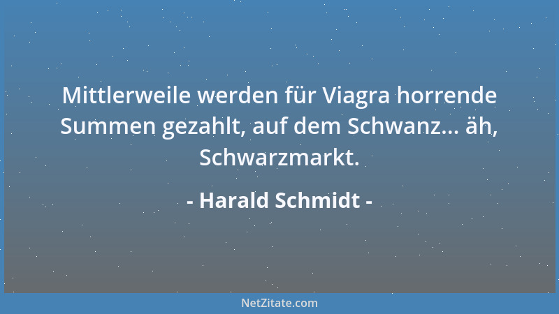 Harald Schmidt - Mittlerweile werden für Viagra horrende Summen gezahlt, auf dem Schwanz... äh, Schwarzmarkt....