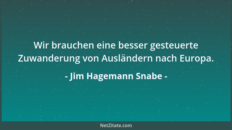Jim Hagemann Snabe - Wir brauchen eine besser gesteuerte Zuwanderung von Ausländern nach Europa....