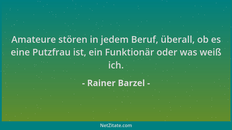 Rainer Barzel - Amateure stören in jedem Beruf, überall, ob es eine Putzfrau ist, ein Funktionär oder was weiß ich....