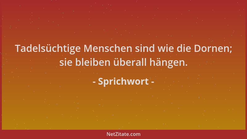 Sprichwort - Tadelsüchtige Menschen sind wie die Dornen; sie bleiben überall hängen....