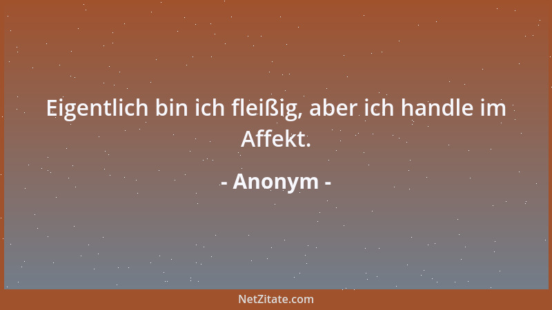 Anonym - Eigentlich bin ich fleißig, aber ich handle im Affekt....