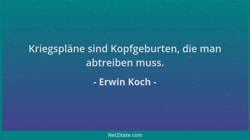 Erwin Koch - Kriegspläne sind Kopfgeburten, die man abtreiben muss....