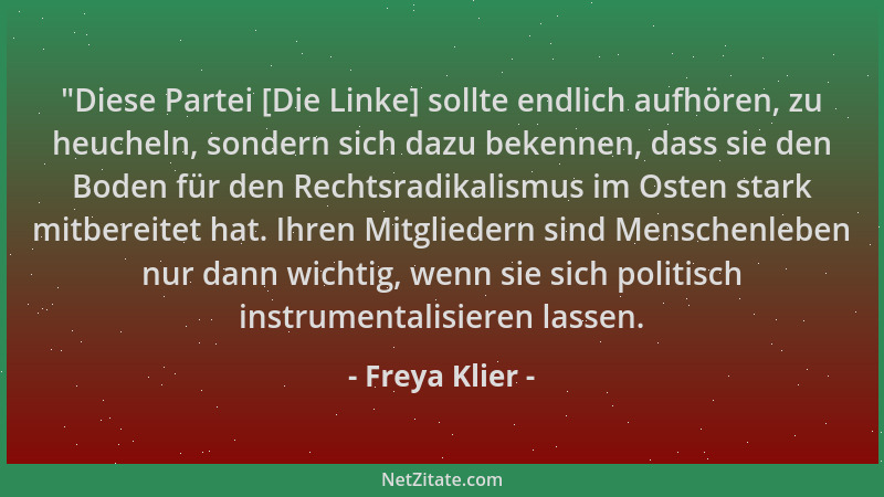 Freya Klier -  "Diese Partei [Die Linke] sollte endlich aufhören, zu heucheln, sondern sich dazu bekennen, dass sie den Bode...
