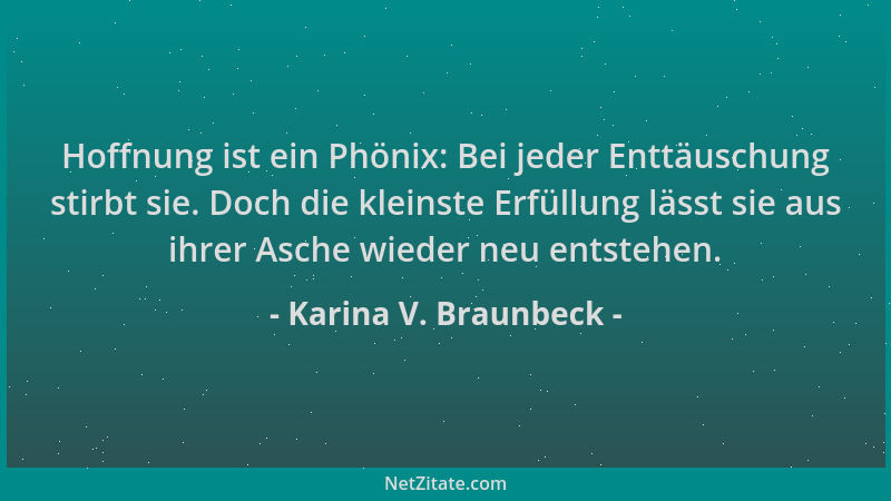 Karina V. Braunbeck - Hoffnung ist ein Phönix: Bei jeder Enttäuschung stirbt sie. Doch die kleinste Erfüllung lässt sie aus...