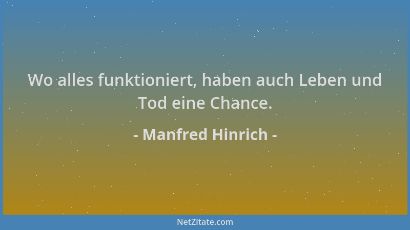 Manfred Hinrich - Wo alles funktioniert, haben auch Leben und Tod eine Chance....