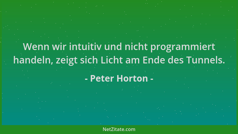 Peter Horton - Wenn wir intuitiv und nicht programmiert handeln, zeigt sich Licht am Ende des Tunnels....