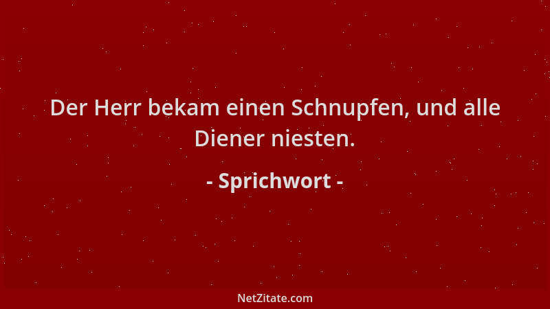 Sprichwort - Der Herr bekam einen Schnupfen, und alle Diener niesten....
