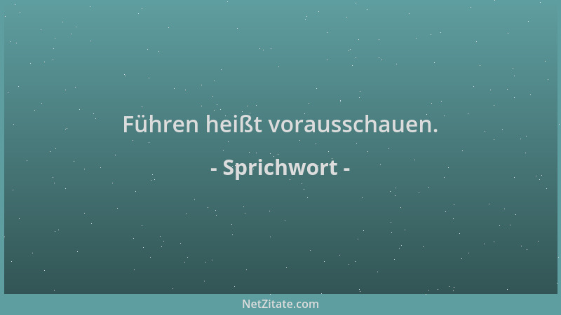 Sprichwort - Führen heißt vorausschauen....