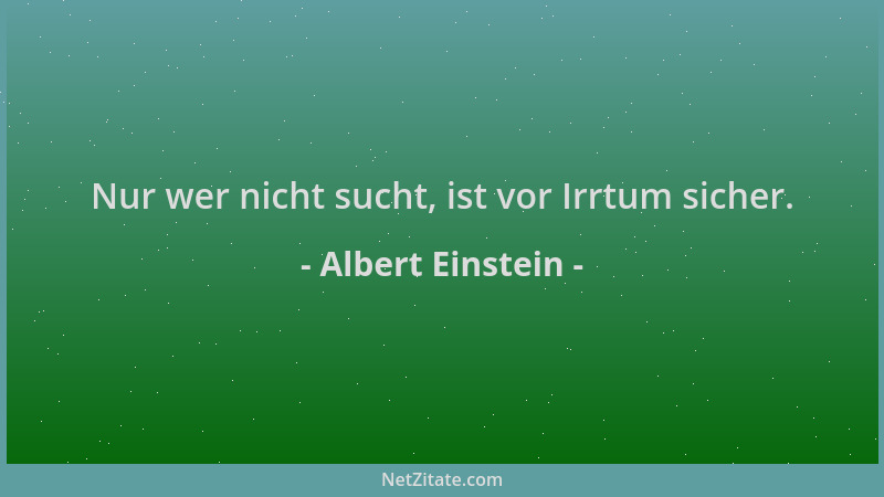 Albert Einstein - Nur wer nicht sucht, ist vor Irrtum sicher....