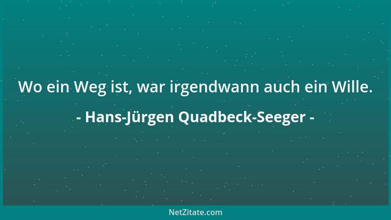 Hans-Jürgen Quadbeck-Seeger - Wo ein Weg ist, war irgendwann auch ein Wille....