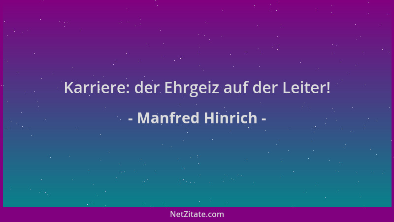 Manfred Hinrich - Karriere: der Ehrgeiz auf der Leiter!...