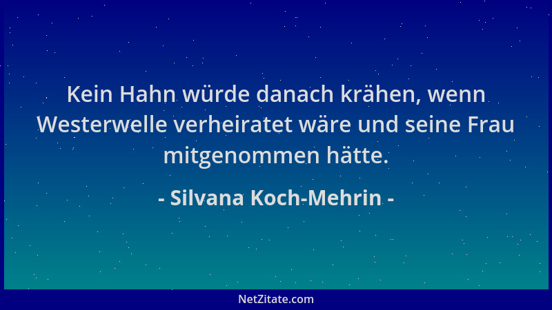 Silvana Koch-Mehrin - Kein Hahn würde danach krähen, wenn Westerwelle verheiratet wäre und seine Frau mitgenommen hätte....