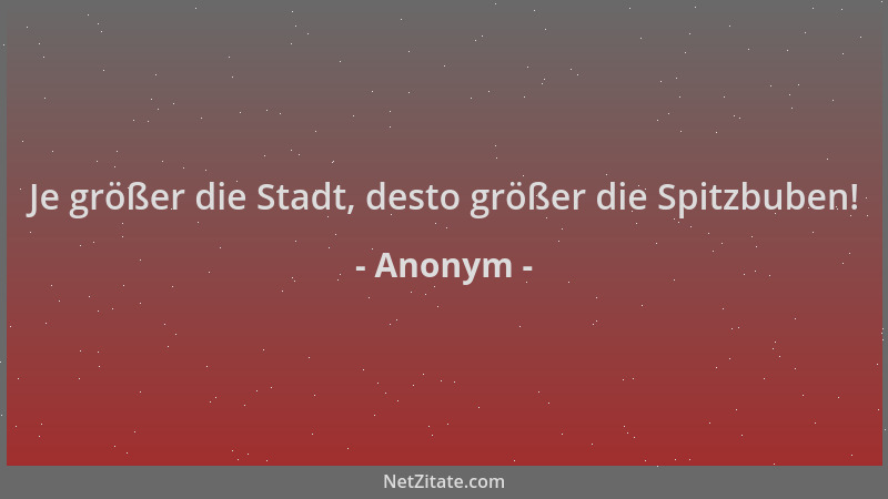 Anonym - Je größer die Stadt, desto größer die Spitzbuben!...