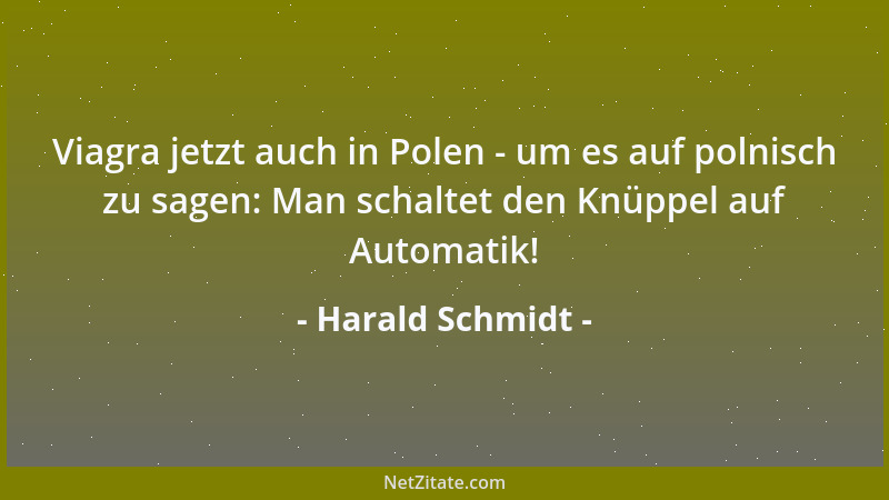 Harald Schmidt - Viagra jetzt auch in Polen - um es auf polnisch zu sagen: Man schaltet den Knüppel auf Automatik!...