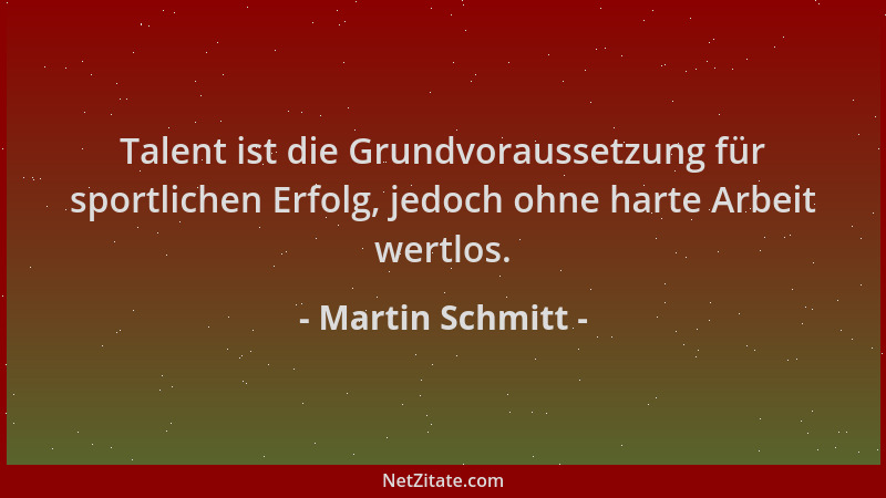 Martin Schmitt - Talent ist die Grundvoraussetzung für sportlichen Erfolg, jedoch ohne harte Arbeit wertlos....