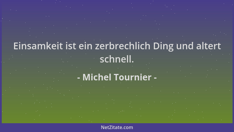 Michel Tournier - Einsamkeit ist ein zerbrechlich Ding und altert schnell....