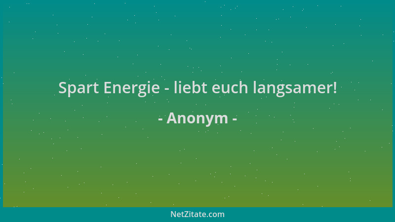 Anonym - Spart Energie - liebt euch langsamer!...