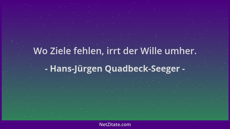 Hans-Jürgen Quadbeck-Seeger - Wo Ziele fehlen, irrt der Wille umher....