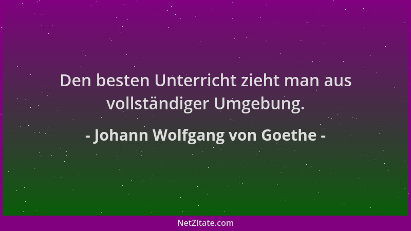 Johann Wolfgang von Goethe - Den besten Unterricht zieht man aus vollständiger Umgebung....