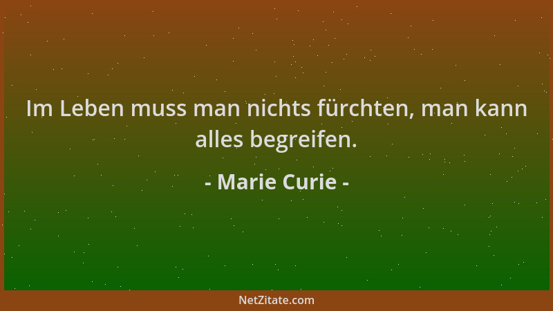 Marie Curie - Im Leben muss man nichts fürchten, man kann alles begreifen....