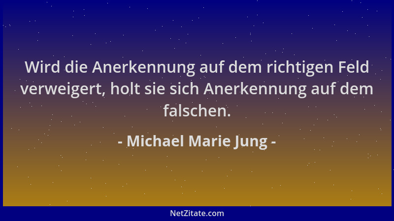Michael Marie Jung - Wird die Anerkennung auf dem richtigen Feld verweigert, holt sie sich Anerkennung auf dem falschen....