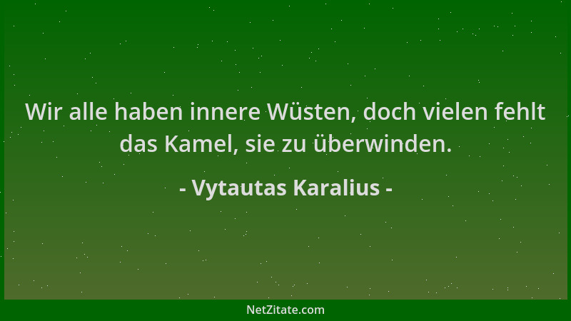 Vytautas Karalius - Wir alle haben innere Wüsten, doch vielen fehlt das Kamel, sie zu überwinden....