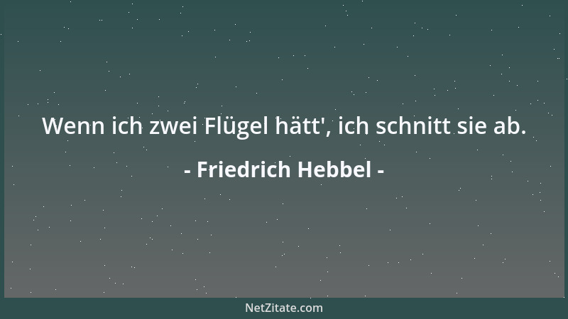 Friedrich Hebbel - Wenn ich zwei Flügel hätt ', ich schnitt sie ab....