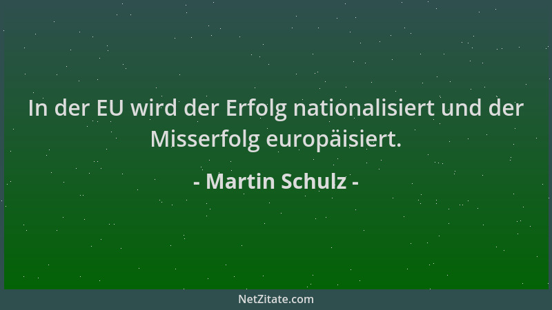 Martin Schulz - In der EU wird der Erfolg nationalisiert und der Misserfolg europäisiert....