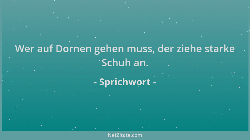 Sprichwort - Wer auf Dornen gehen muss, der ziehe starke Schuh an....