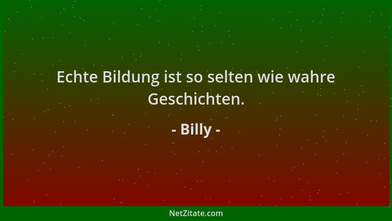 Billy - Echte Bildung ist so selten wie wahre Geschichten....