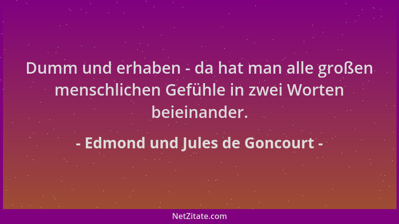 Edmond und Jules de Goncourt - Dumm und erhaben - da hat man alle großen menschlichen Gefühle in zwei Worten beieinander....