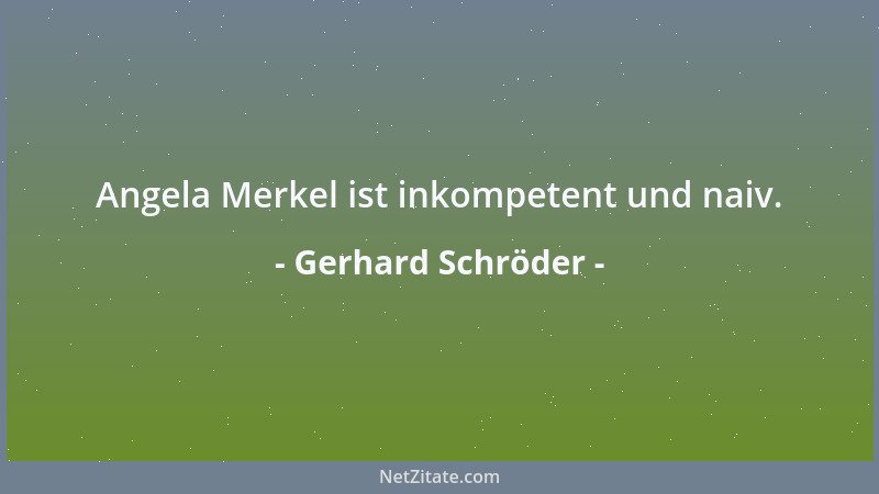 Gerhard Schröder - Angela Merkel ist inkompetent und naiv....